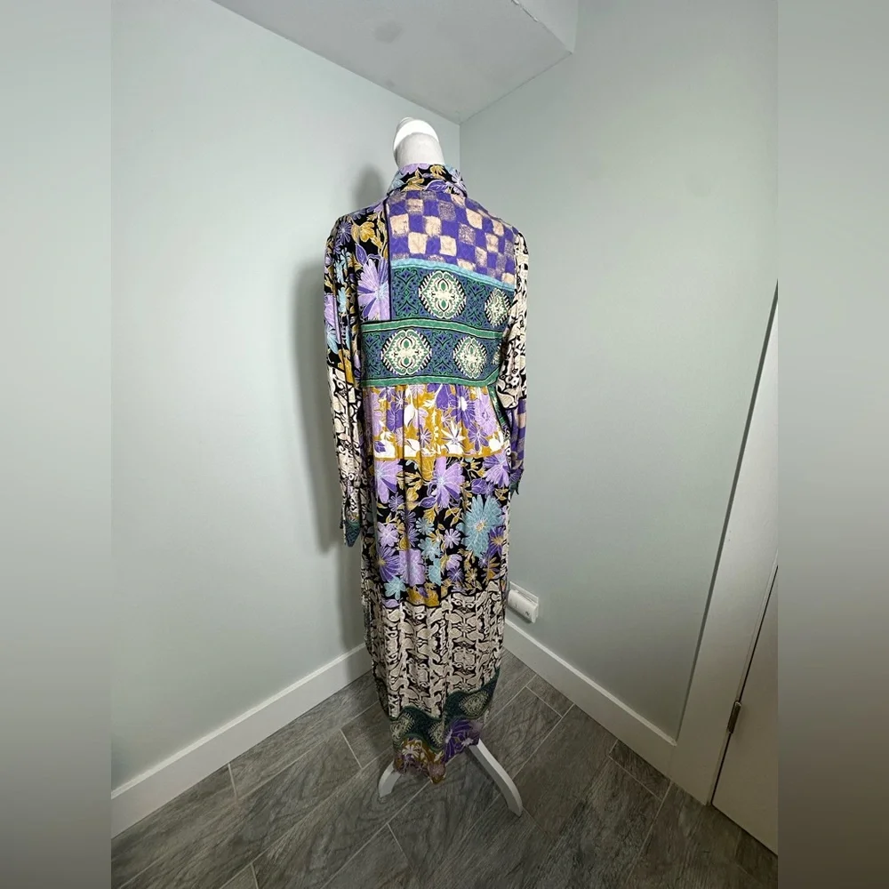 Free People Jackie Boho Maxi Shirt Dress Size Medium - Picture 8 of 15